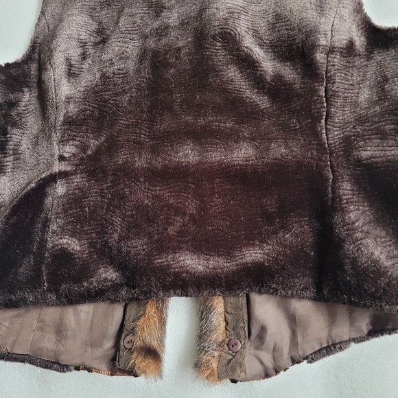Vintage Bohemian Faux Fur Vest With Embroidery Hippie Boho Small - Picture 9 of 13